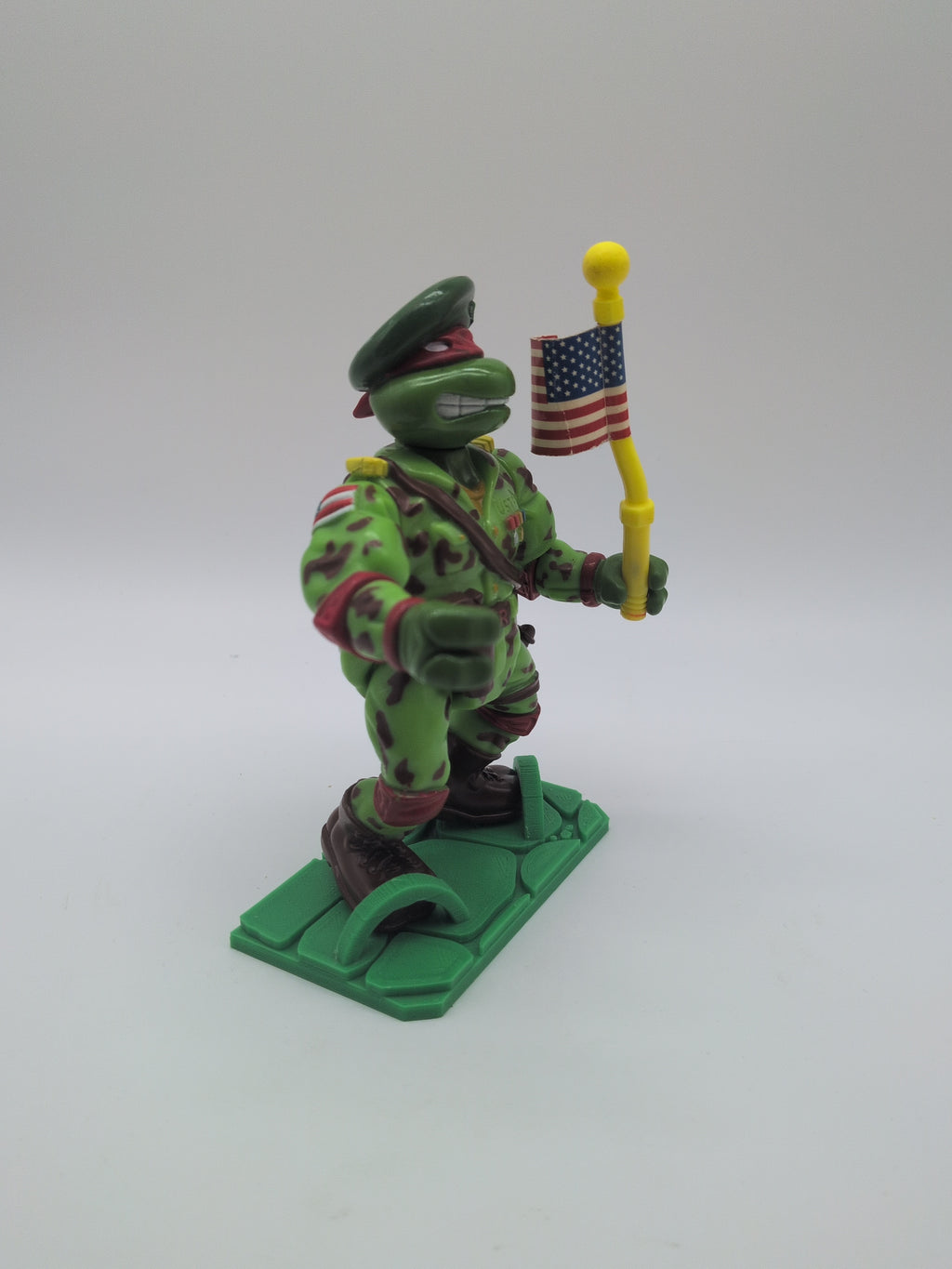 Playmates 1991 Teenage Mutant Ninja Turtles Green Beret Raphael - Loose (Complete)